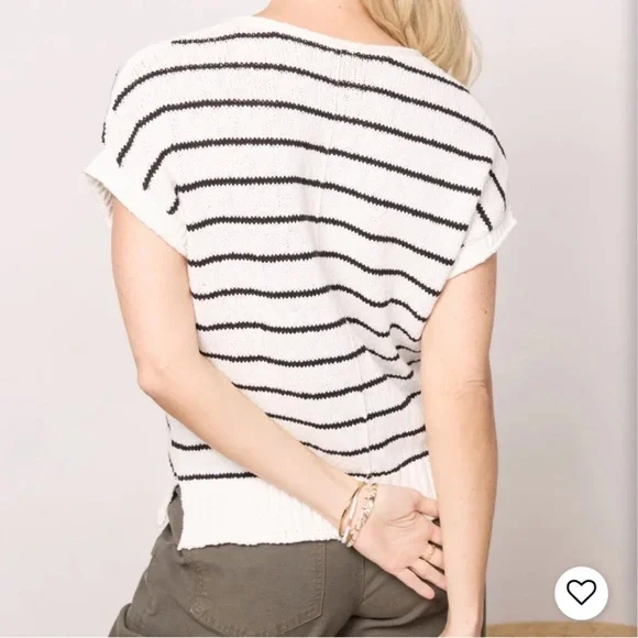 Evereve Stevie Pullover Black White Knit Size Small - Picture 8 of 9